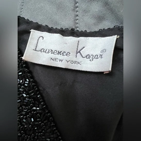 Laurence Kazar Beaded Cocktail Formal Silk Dress - Picture 11 of 11